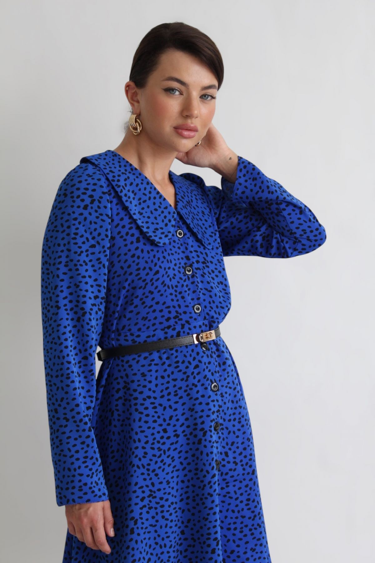 24070 Платье синее с принтом