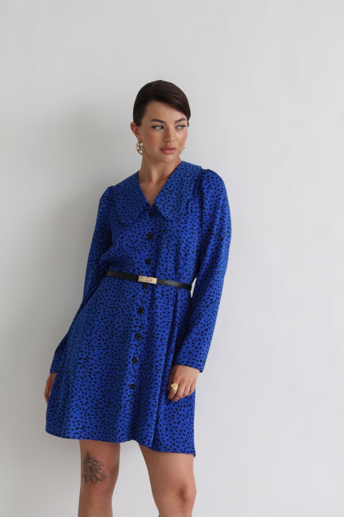 24070 Платье синее с принтом