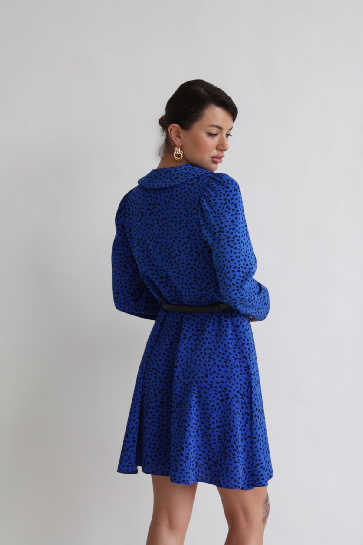 24070 Платье синее с принтом