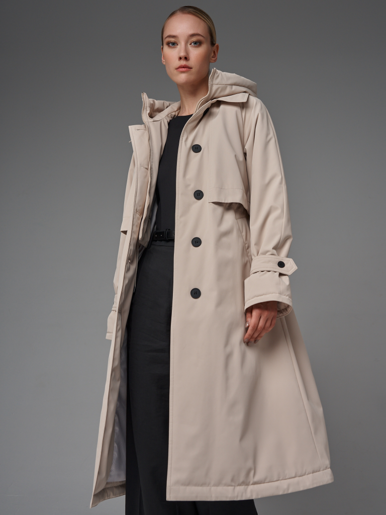 6585 р.  8781 р.  Плащ утепленный светло-бежевый