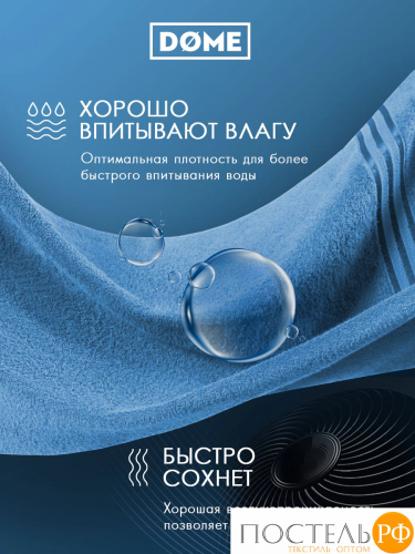 DOME ГАРМОНИКА т-бирюз Полотенце 70x130, 1 пр, 100% хл, 440 г/м2
