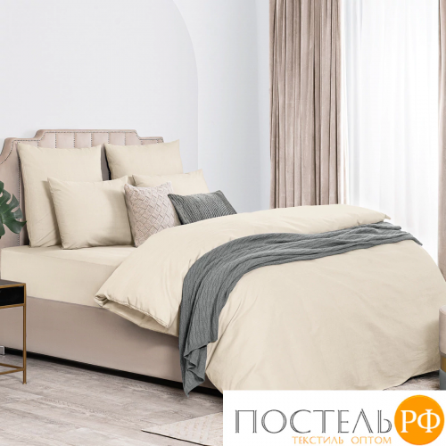 Dome ЛОРЕНО беж КПБ 200х215-1/180х200+25-1/50х70-2, 4 пр., хл/сат