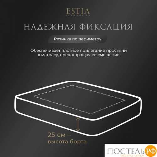 ESTIA HOTEL COLLECTION Простыня на резинке 160х200х20/25-1, 1 пр., хл/сатин
