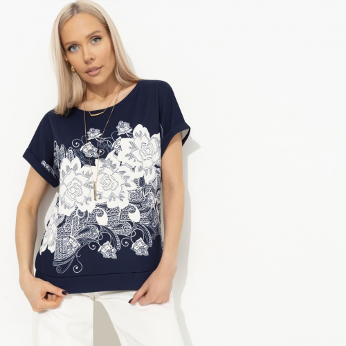 СТ. ЦЕНА 1350 руб//Футболка свободной посадки, Жду чудо (floral print)