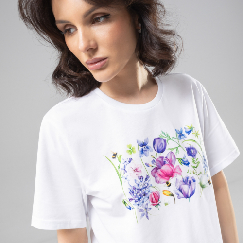СТ. ЦЕНА 1390 руб//Футболка из 100% хлопка, Великолепна уже утром (beautiful flowers)