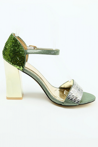 S833GR Green Босоножки женские на каблуке