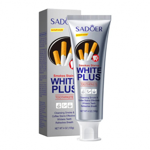 Зубная паста WHITE PLUS Smokes Stains Отбеливающая, от пятен Табака  100г  (SD-10880)