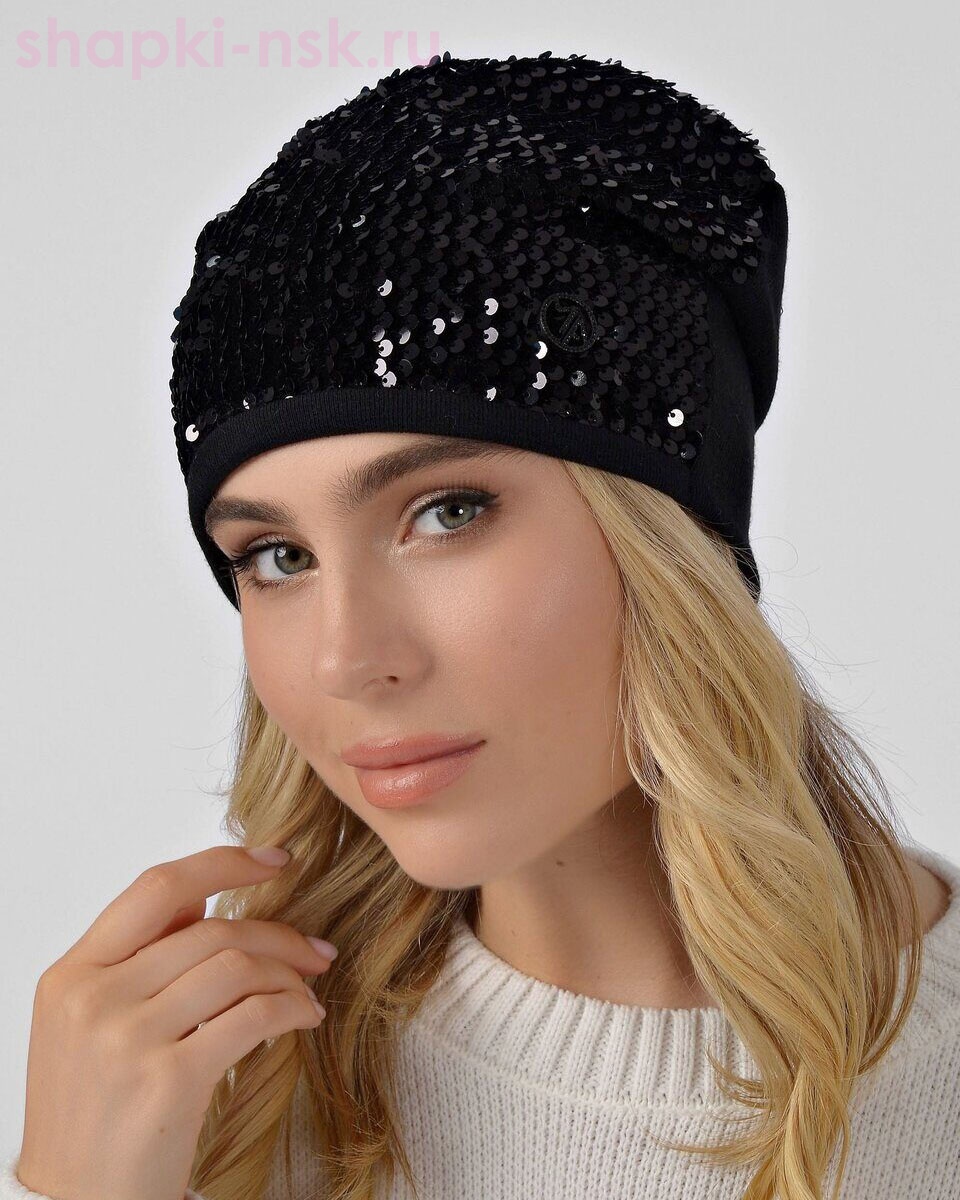 Пайетка трикотаж Шапка женская (56-58)