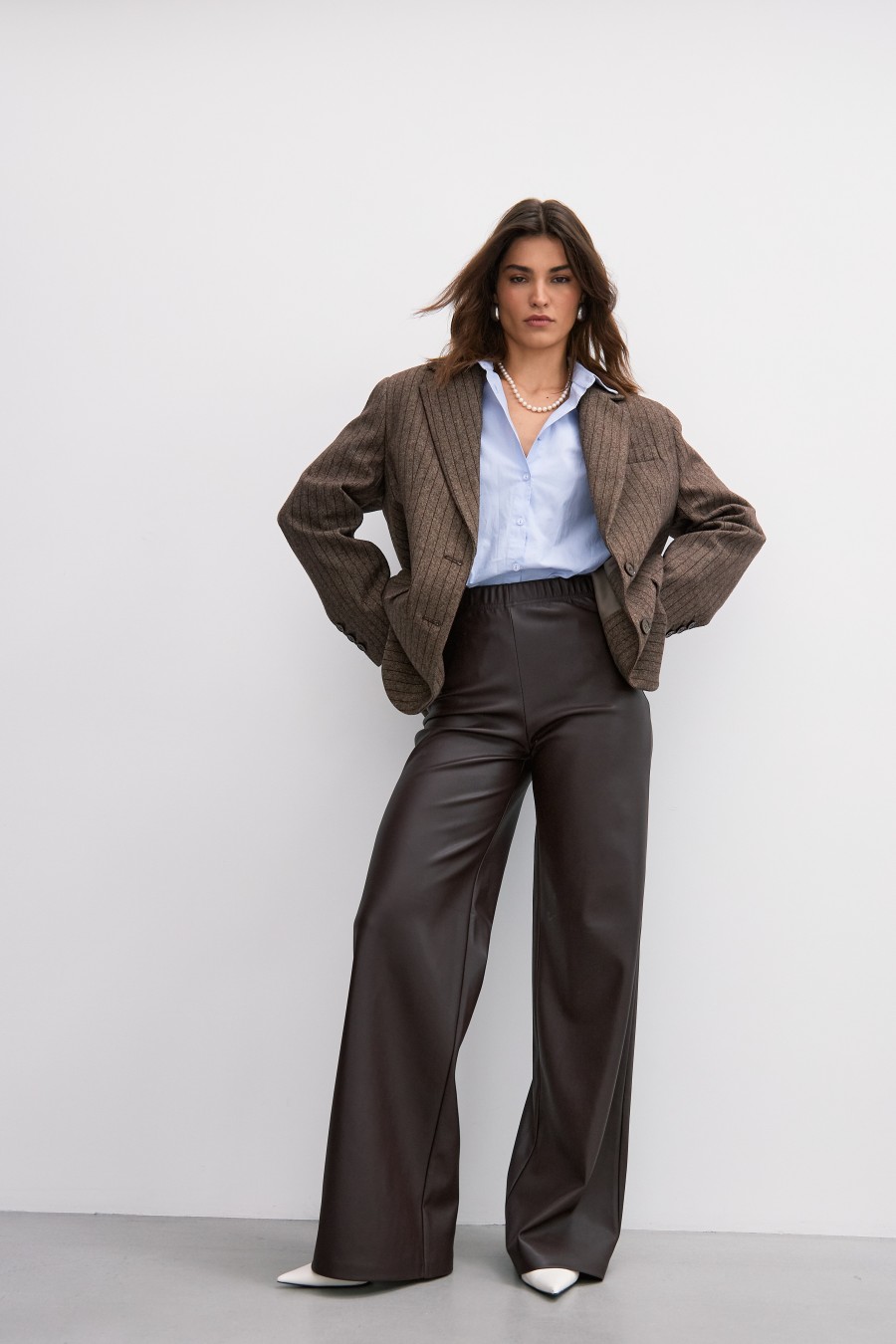 950р1340рБрюки PN 24-4051 р.170-176 коричневый матовый