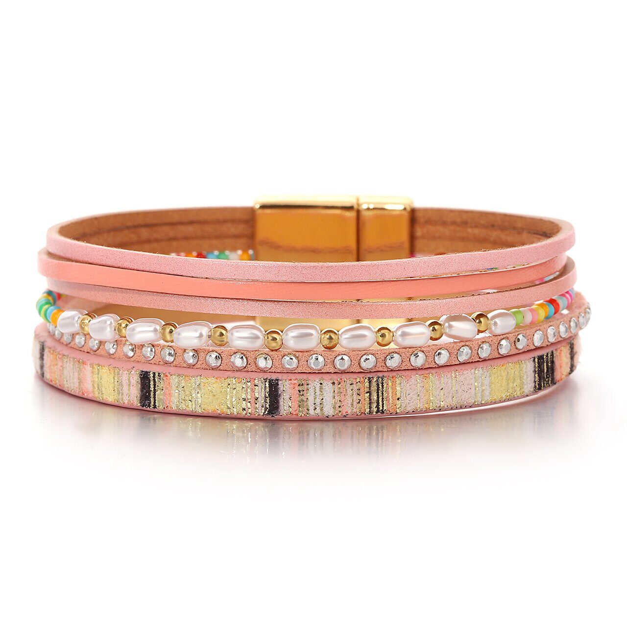 Браслет, жемчуг swarovski , кожа , сталь, ALBW157р