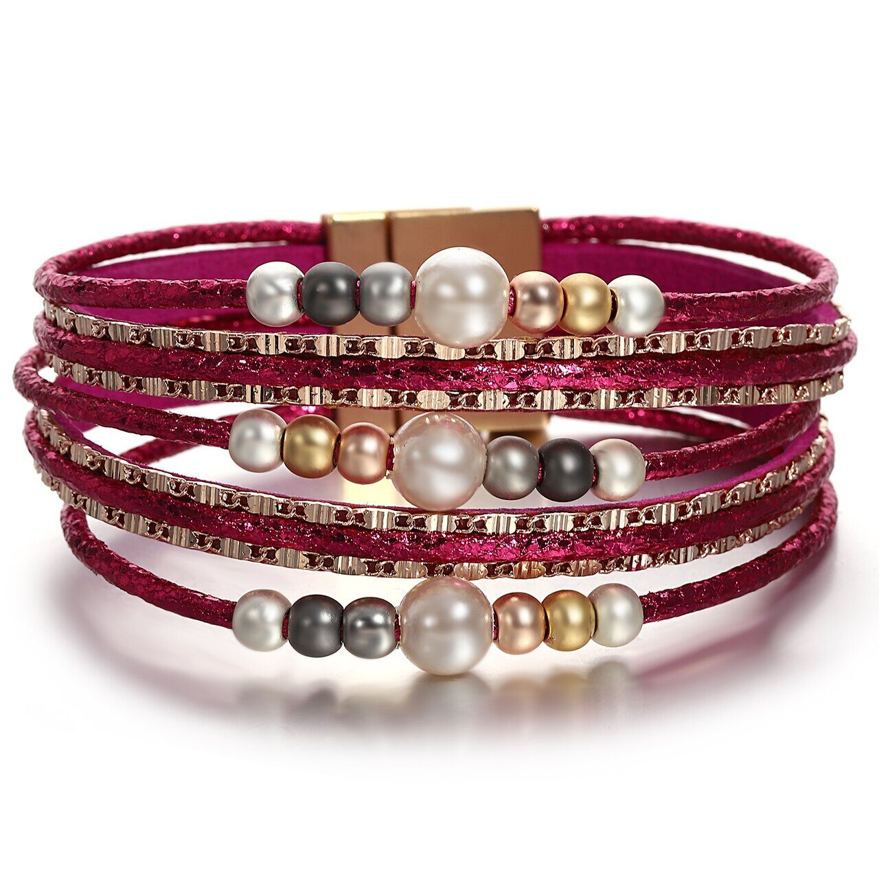 Браслет, жемчуг swarovski , кожа , сталь, ALBW160к
