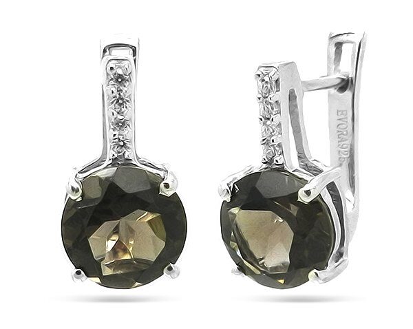 Серьги из серебра раухтопаз, Леони