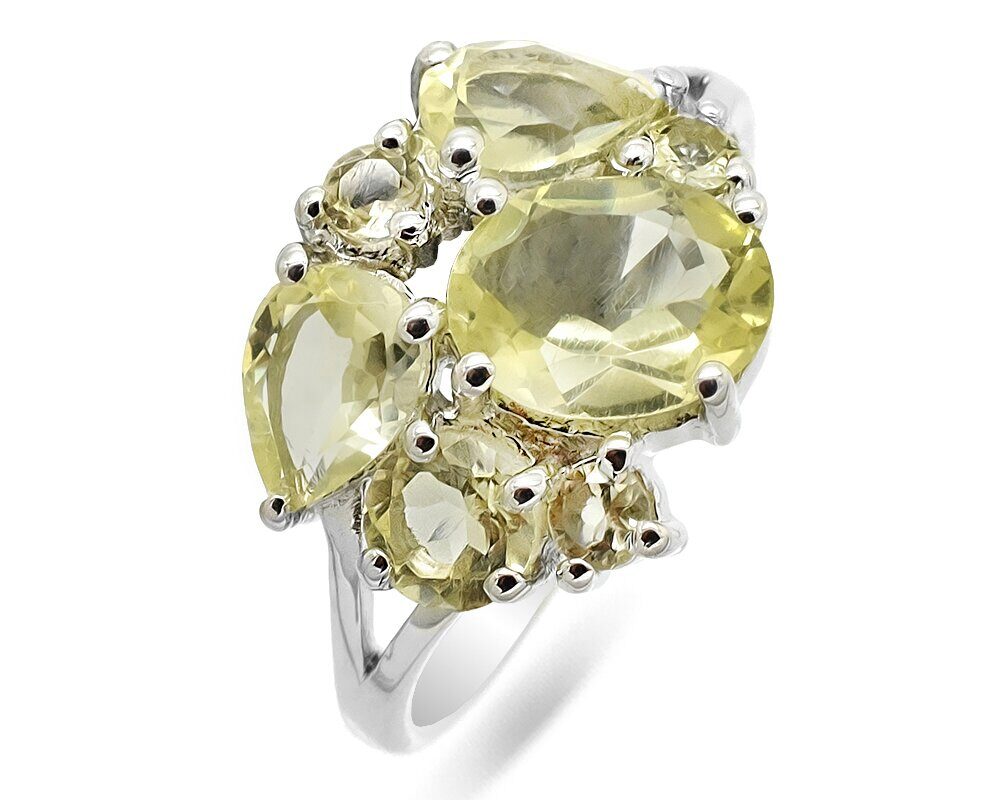 Кольцо из серебра лимонный топаз, Джаккет