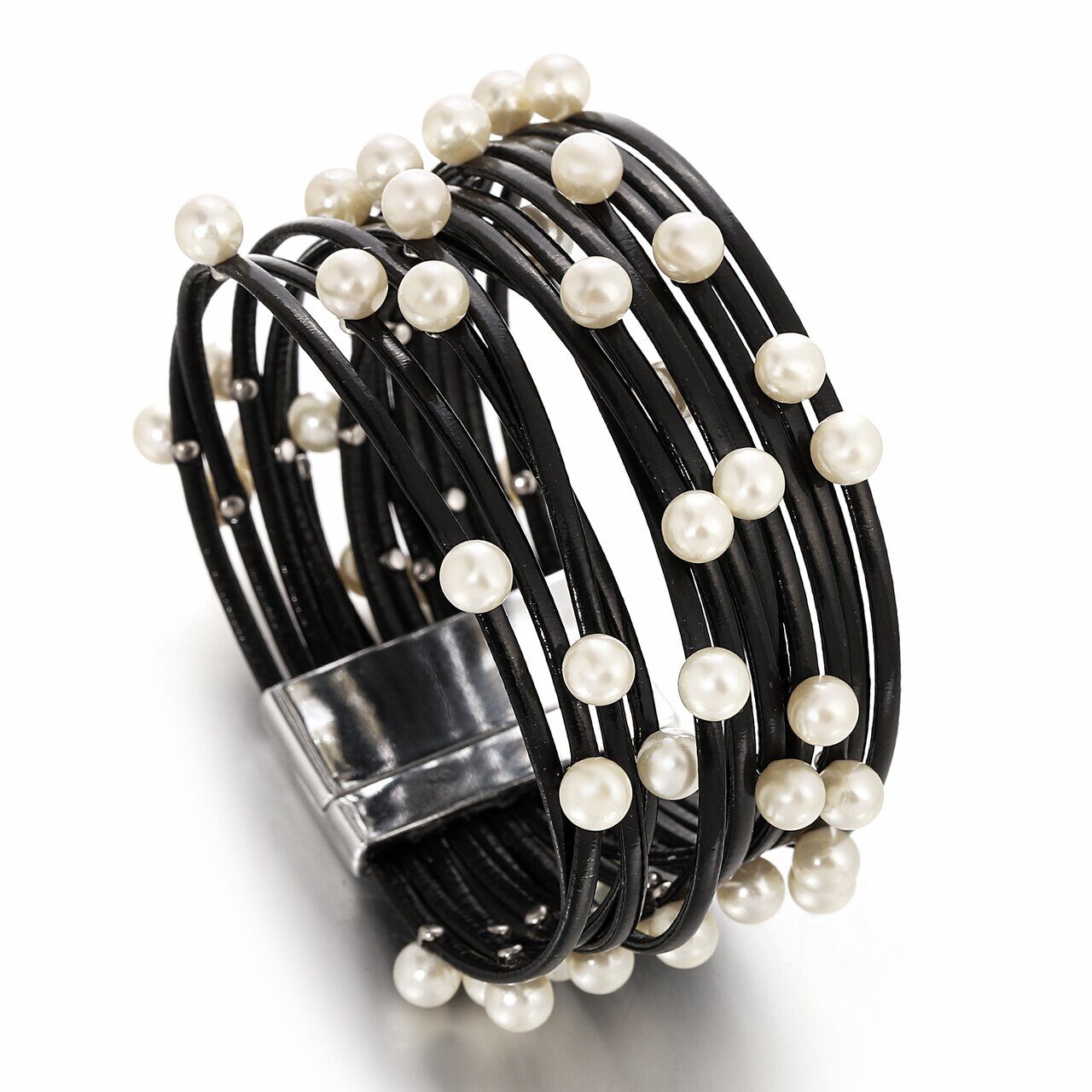 Браслет, жемчуг swarovski , кожа , сталь, ALBW163
