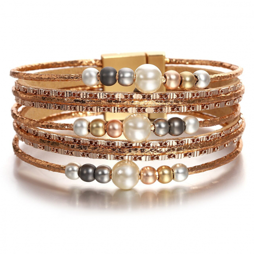 Браслет, жемчуг swarovski , кожа , сталь, ALBW160