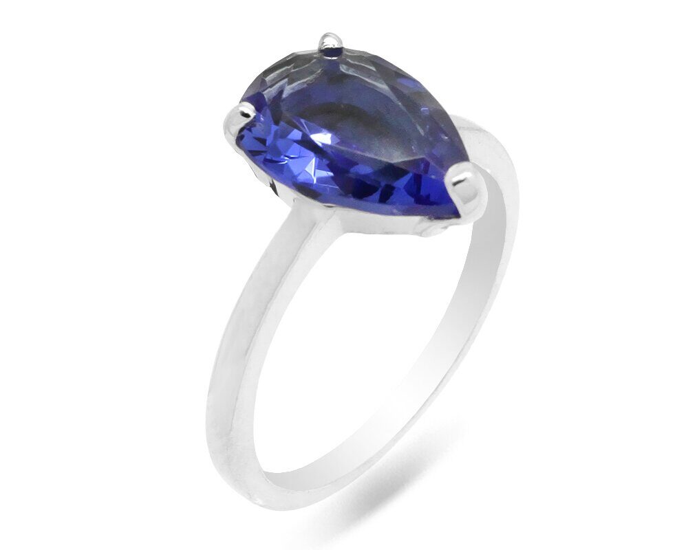 Кольцо из серебра танзанит выращ., SL-RS-2202