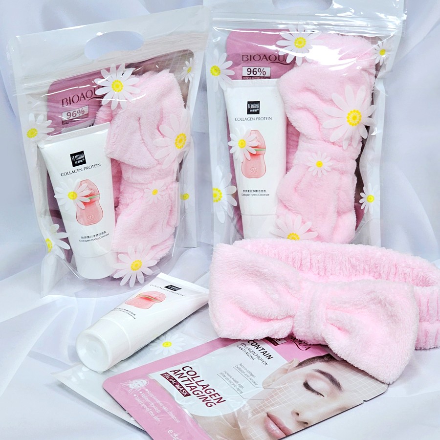 Подарочный набор в zip-пакете с Ромашками (Пенка + Маска + Повязка)