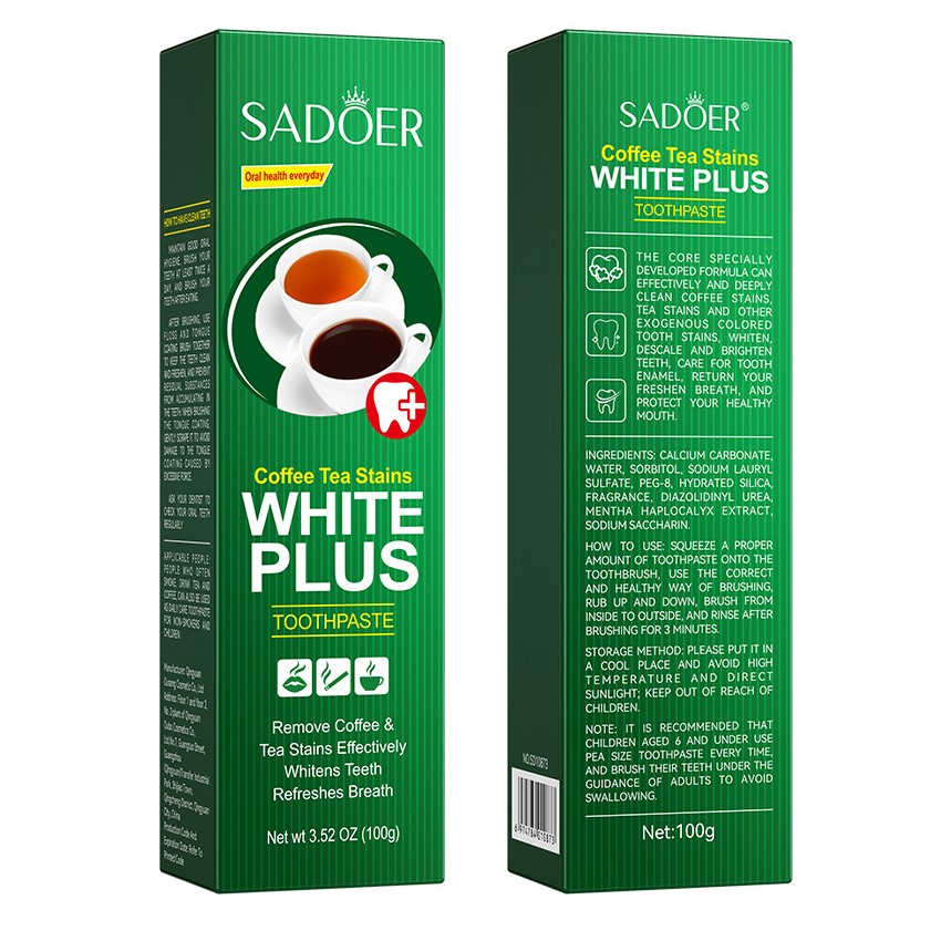 Зубная паста для удаления налета от кофе и чая Sadoer Coffee Tea Stains , 100 гр.