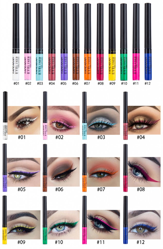 Набор цветных матовых жидких подводок HANDAIYAN 12 шт. ПАЛИТРА А