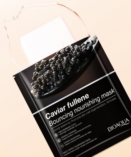 Питательная тканевая маска с экстрактом черной икры BIOAQUA Caviar fullene Bouncing nourishing mask