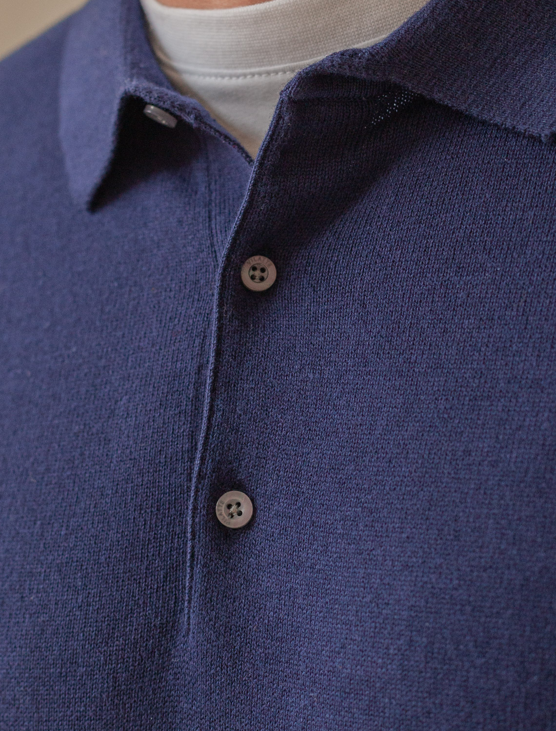 Джемпер-поло из хлопка с нейлоном U39.017 темно-синий