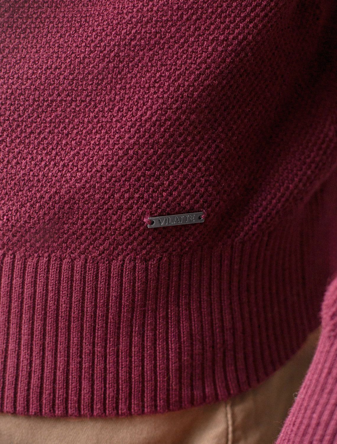 Джемпер фактурной вязки из хлопка с нейлоном U39.015 бургунди