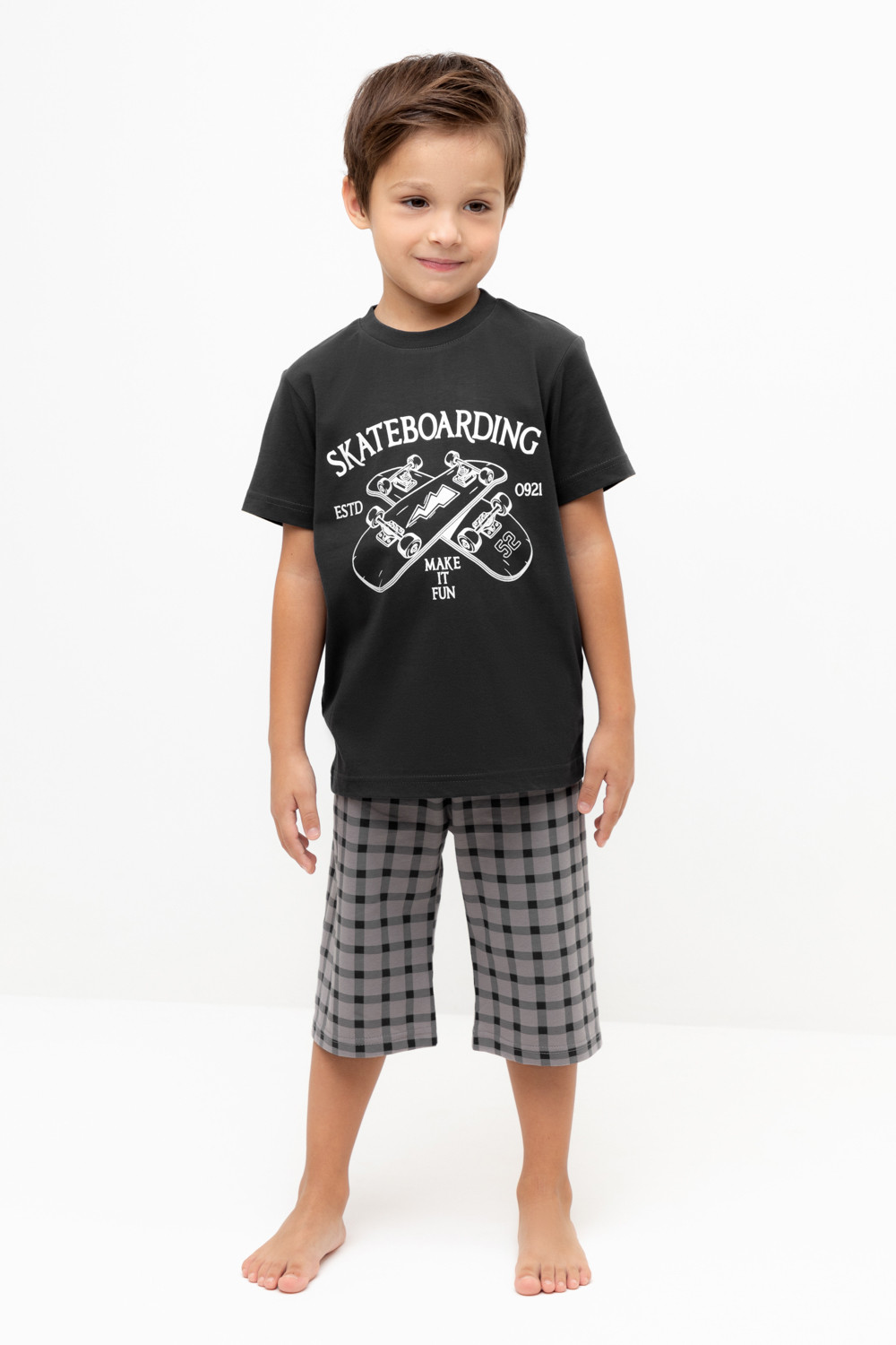 Crockid Пижама К 1528 черный песок, клетка Crockid