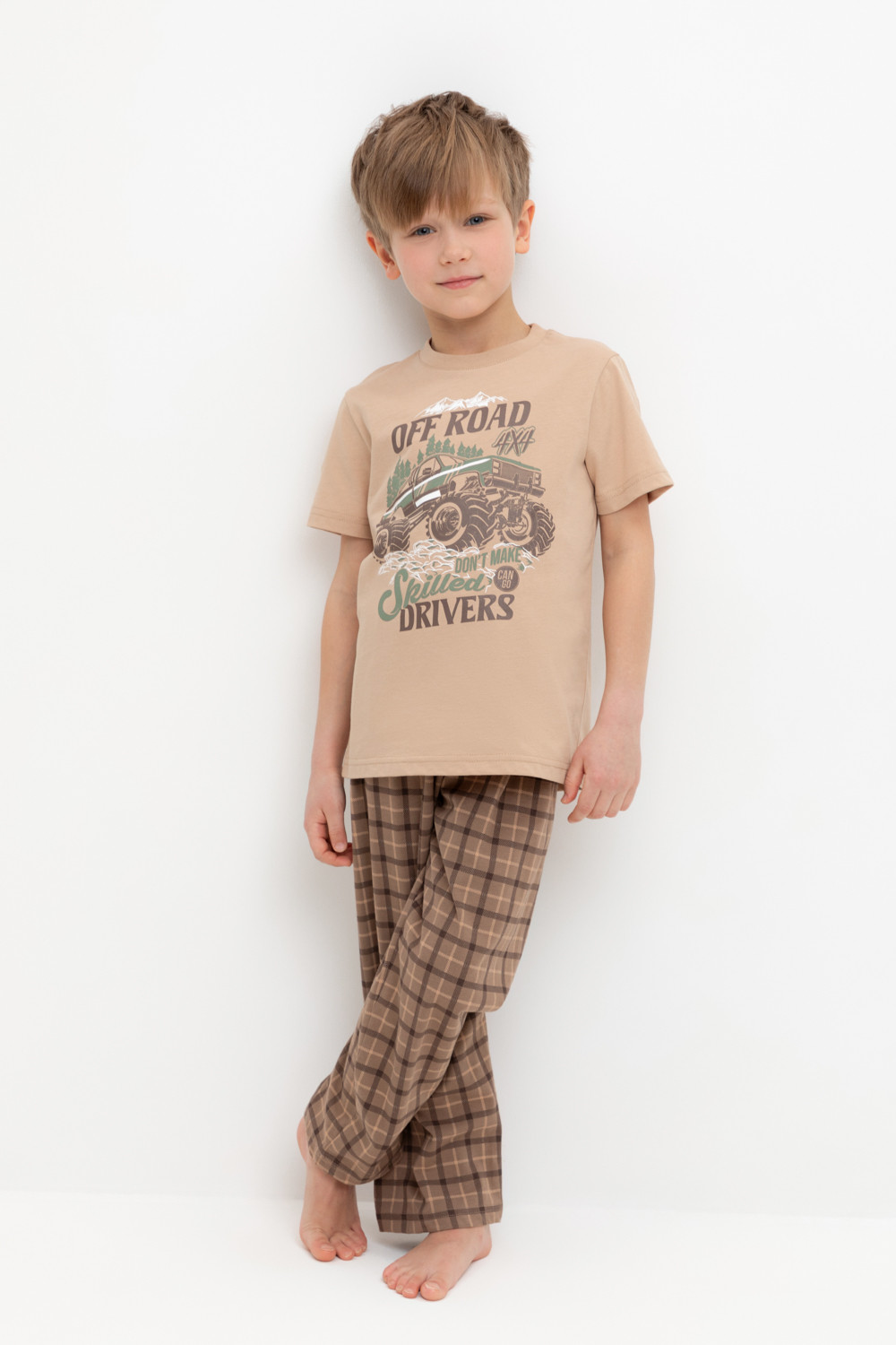 Crockid Пижама К 1599 кунжут, праздничная клетка Crockid