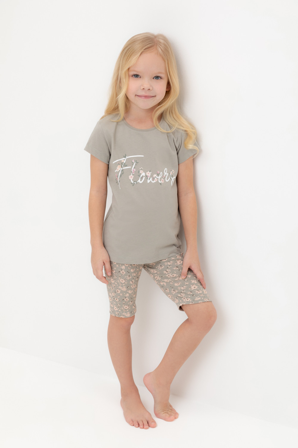 Crockid Пижама К 1647-1 пыльно-оливковый, полевые цветы Crockid