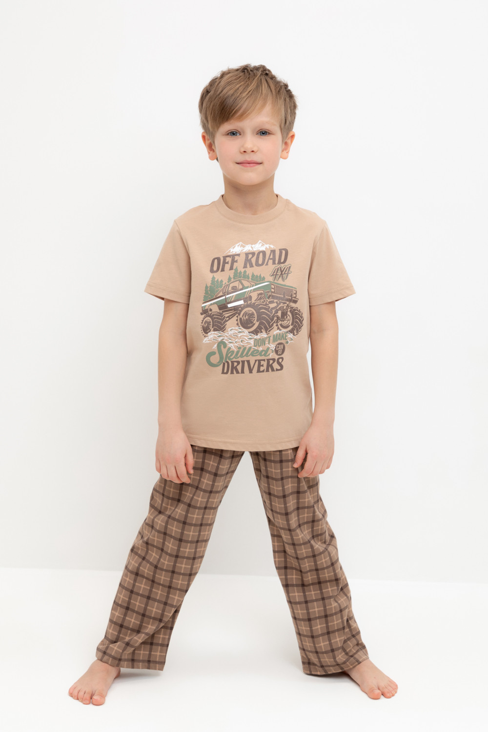 Crockid Пижама К 1599-1 кунжут, праздничная клетка Crockid