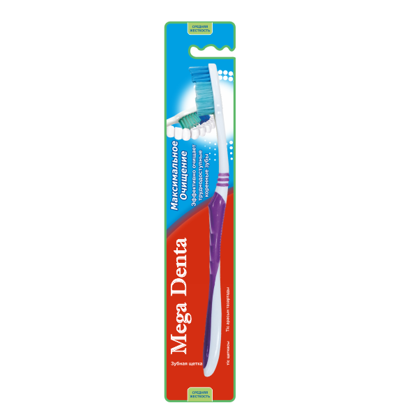 Mega Denta Зубная щетка Максимальное очищение ср.жест. (2520)