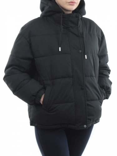 H24-088 BLACK Куртка демисезонная женская (120 гр. холлофайбер)