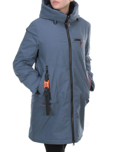 103-1 GRAY/BLUE Пальто демисезонное женское FAMILY (100 гр. синтепон)