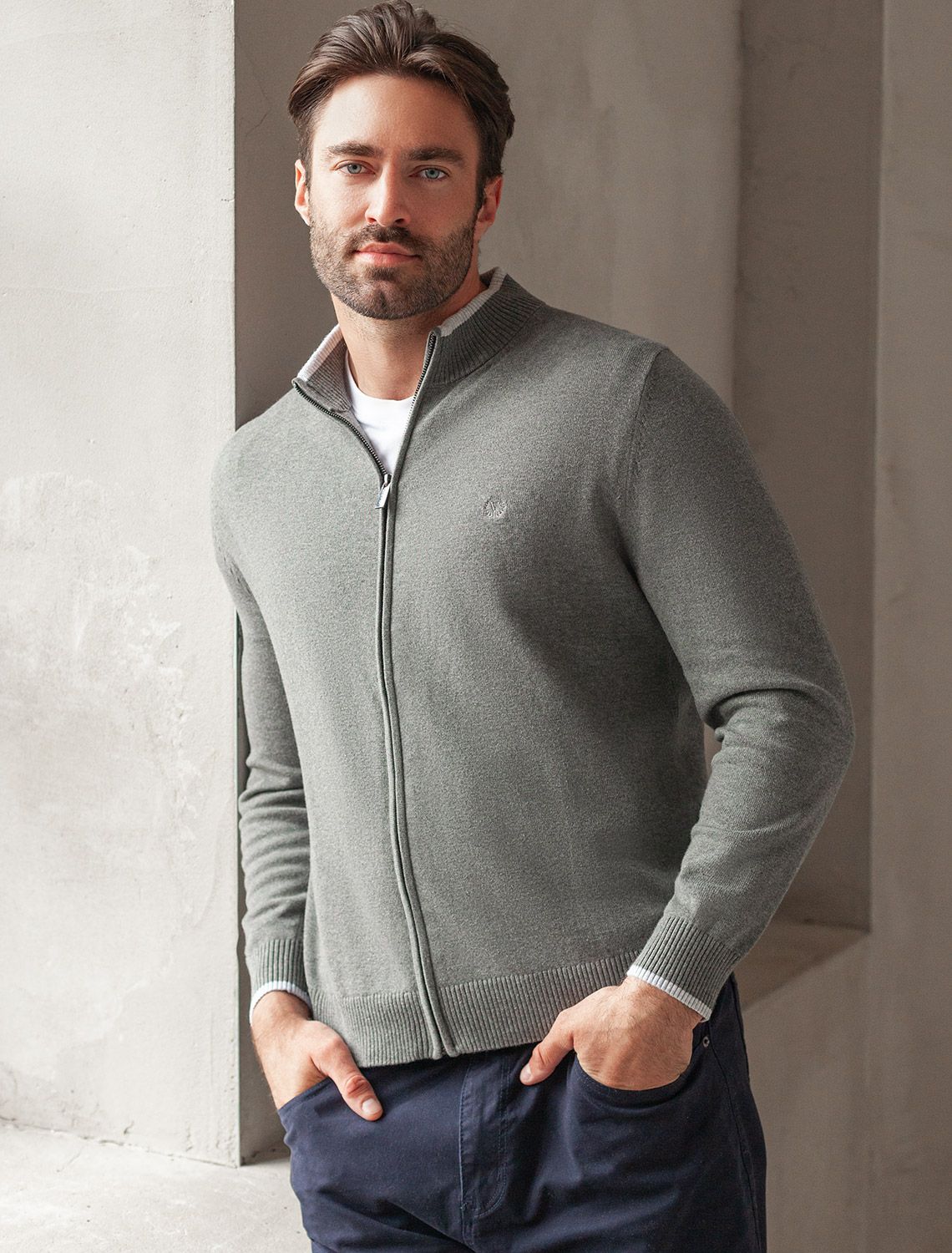 Кардиган на молнии из хлопка с нейлоном