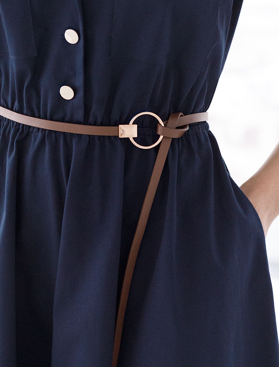 Ст.цена 4290р Платье в стиле сафари с отложным воротником D22.253 синий