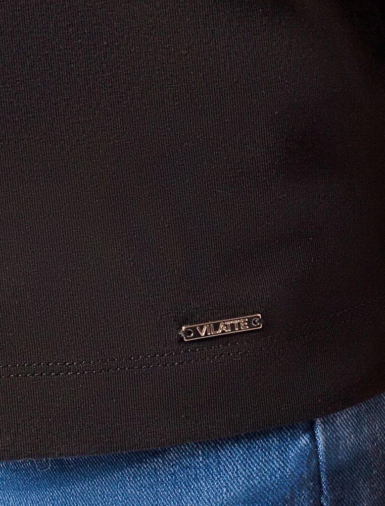 Ст.цена 1090р Футболка из облегченного хлопкового полотна с эластаном D49.021 черный