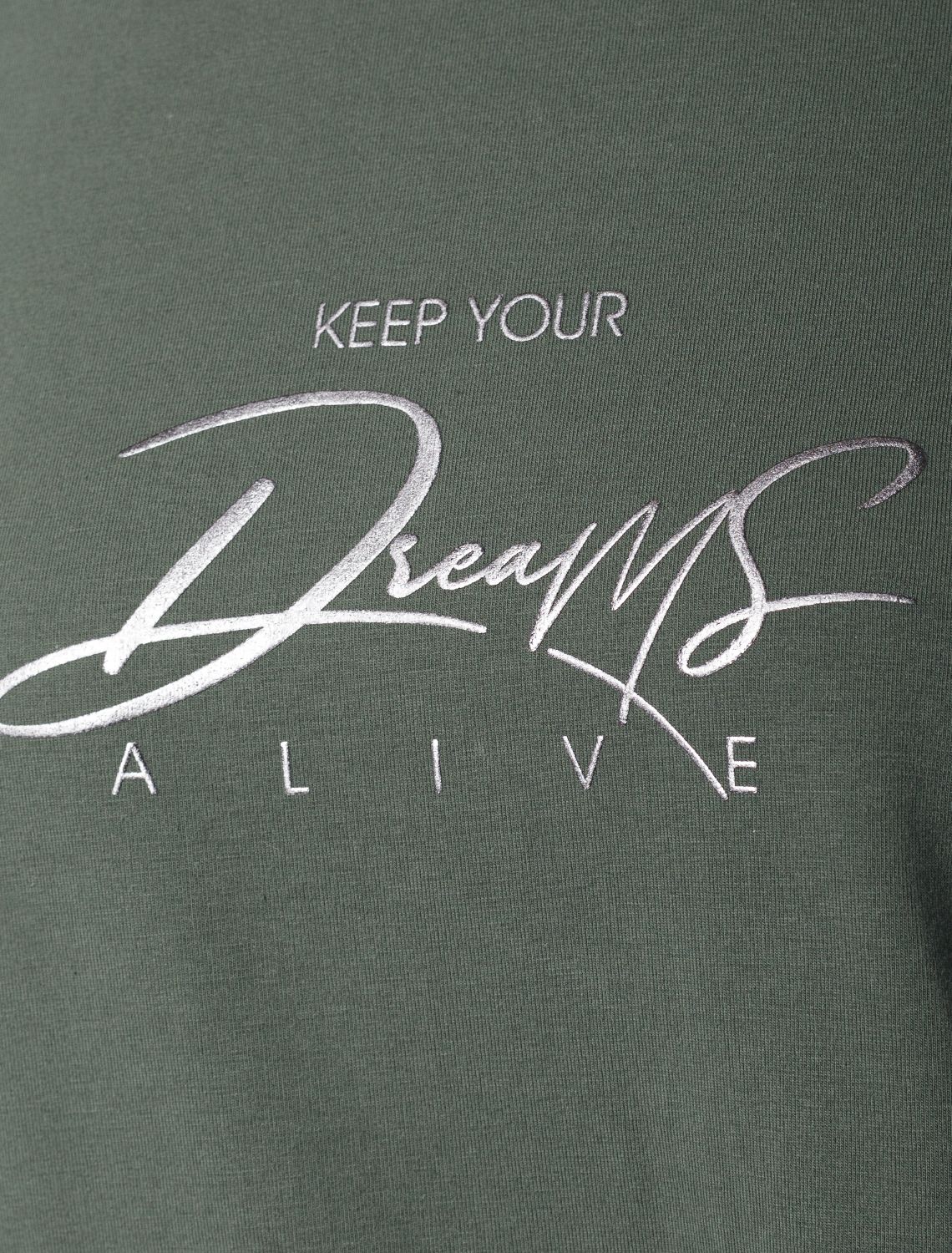 Ст.цена 1490р Футболка свободного кроя с авторским принтом D49.082 т.оливковый_dreams