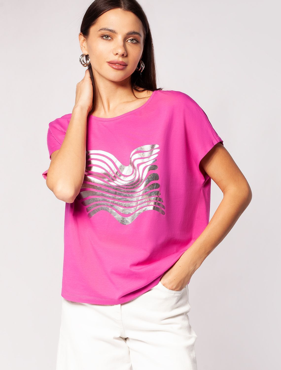 Ст.цена 1290р Футболка из премиального хлопка с эластаном D49.894 фуксия_wind