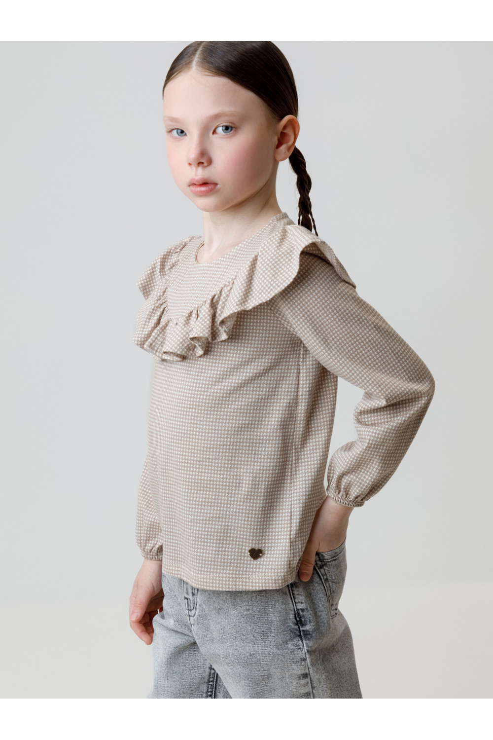 Crockid Блузка КР 302177 бежевый, гусиная лапка к625 Crockid
