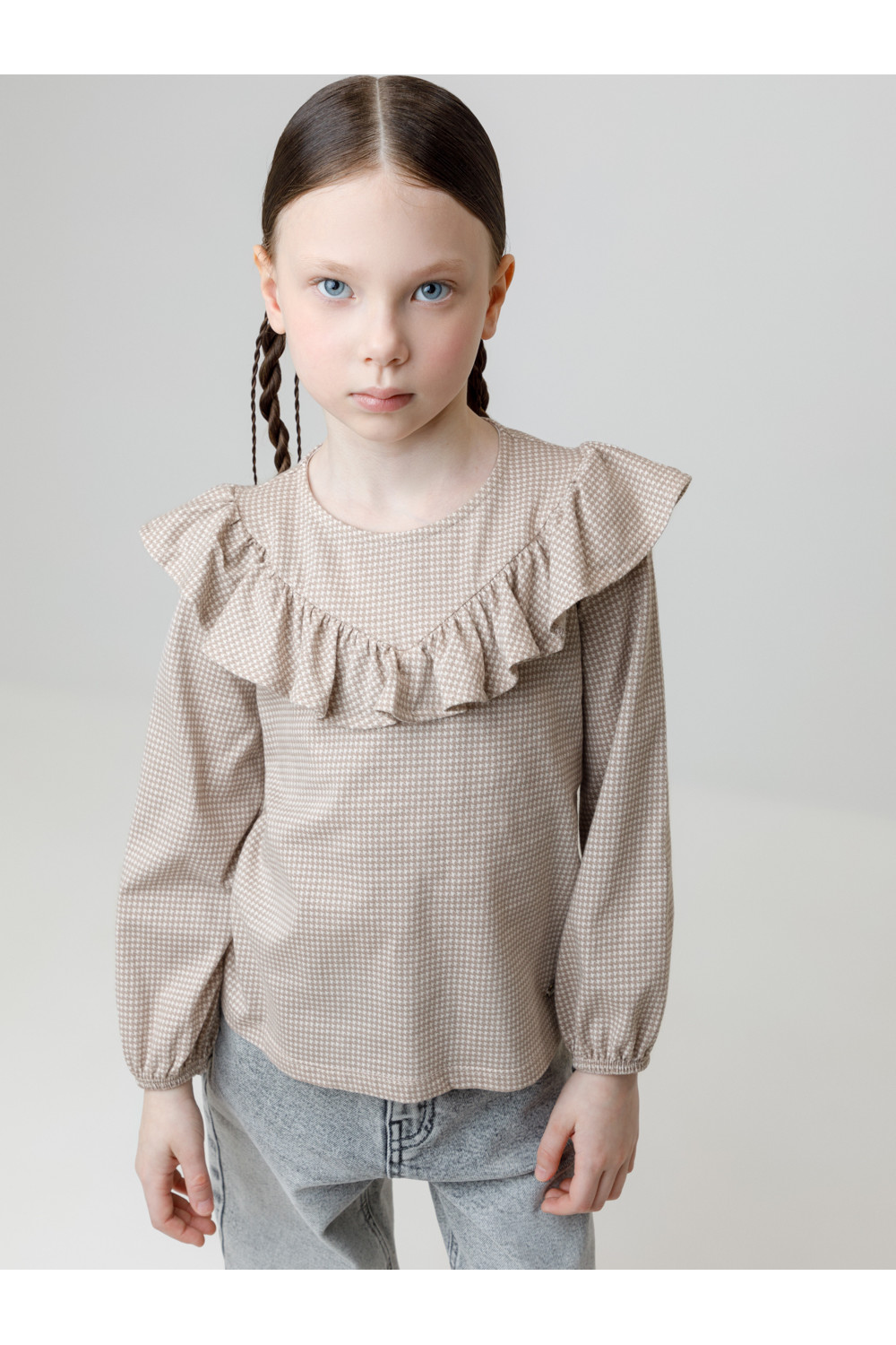 Crockid Блузка КР 302177 бежевый, гусиная лапка к625 Crockid