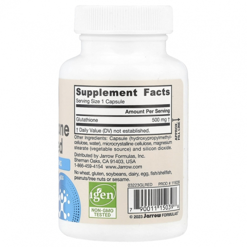 Jarrow Formulas, веганский восстановленный глутатион, 500 мг, растительные капсулы