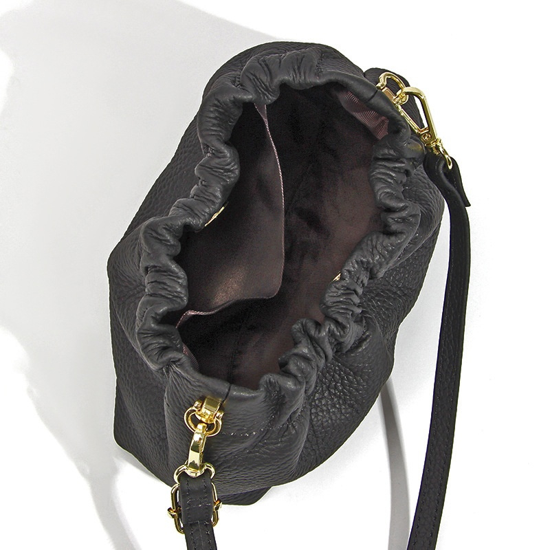 Женская кожаная сумка-мешок, коричнево-розовая