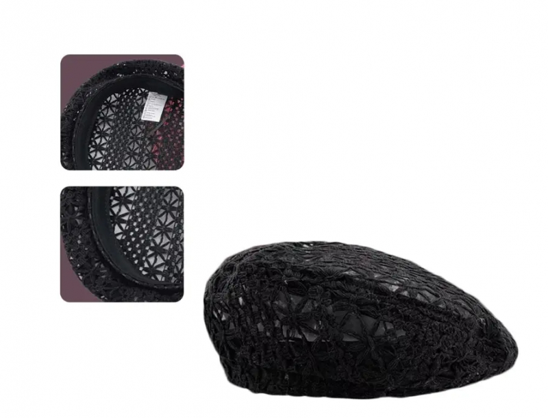 Берет вязаный женский. Черный