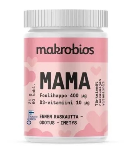 Makrobios Mama Фолиевая кислота + Витамин D 60 табл (Финляндия)