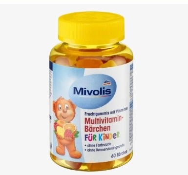Мультивитаминные мишки для детей, фруктовые мармеладки Mivolis, 60 штук