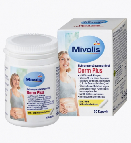 Пробиотики Плюс витамины группы В Mivolis Darm Plus 30 капсул (Германия)