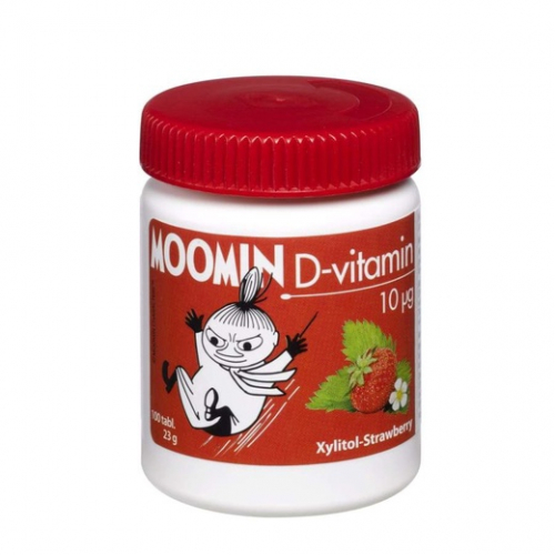 MOOMIN D-VITAMIN 10 MKG D-Витамин клубничные жевательные таблетки 100 шт