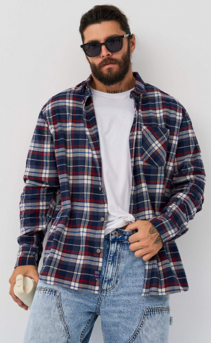Рубашка F521-0460 blue-bordo