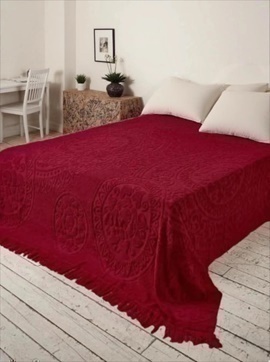 Покрывало махровое Узелочки (Knots) с бахромой Сафия Хоум, бордовый (арт.5121)