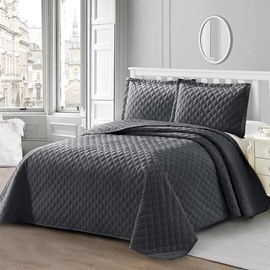 Покрывало (нав) велюровое Bravo (Браво) с наволочками 50*70-2шт, 7012-26, темно-серый